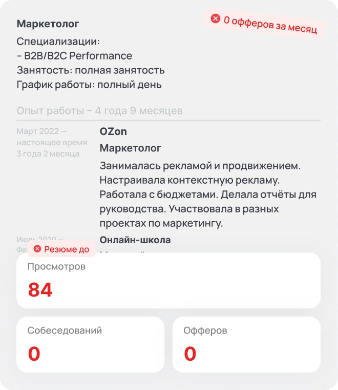 Резюме до улучшения